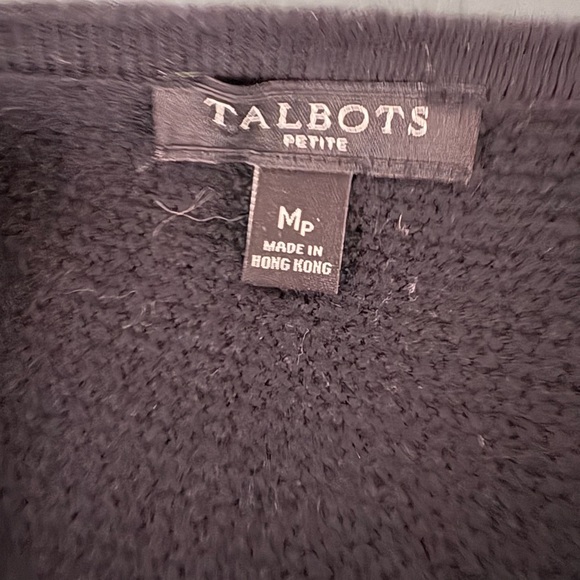 Talbots Textured Open-Front Cardigan Women’s Petite Medium Black Sweater - Picture 5 of 9